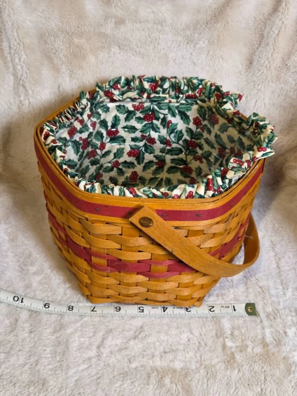 Vintage Longaberger 1997 Christmas Collection Snowflake Basket Fabric And Liner